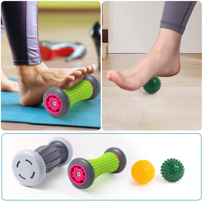 EliaValth Foot Roller for Plantar Fasciitis and Neuropathy, Foot Massager for Plantar Fasciitis Relief, Neuropathy, Reflexology Tool - 2 Foot Massage Roller & 2 Foot Massage Ball (Gray, Small) - BeesActive Australia