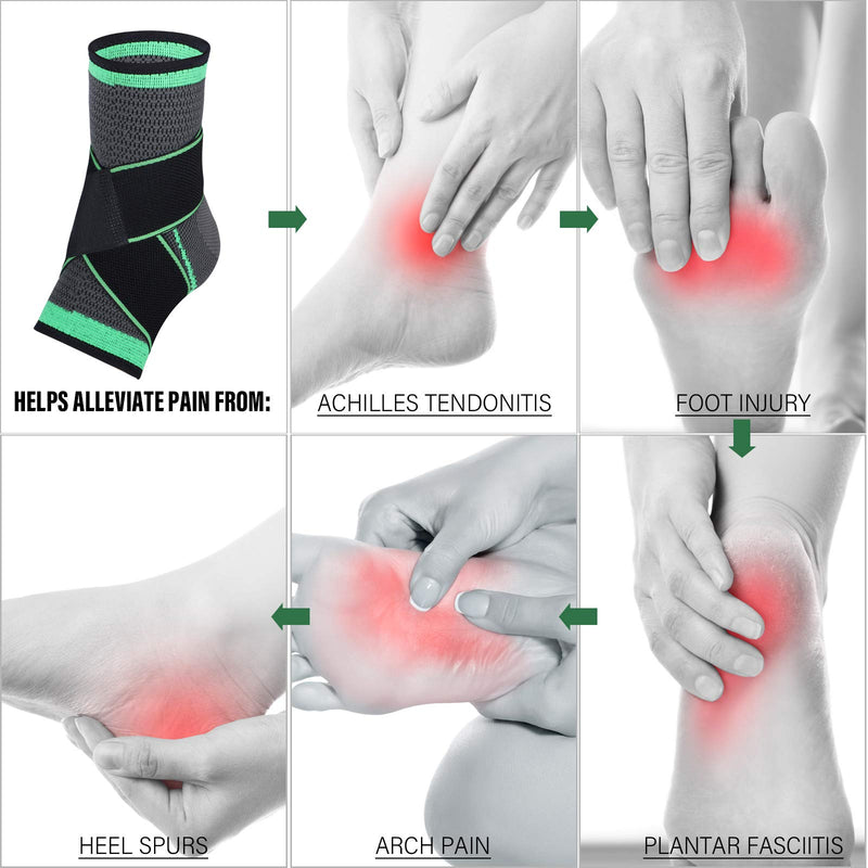 Ankle Support Brace, Adjustable Compression Ankle Support, for Men Women Achilles Tendon Support and Plantar Fasciitis, Stabilize Ligaments, Eases Pain Swelling and Sprained Ankle Pain (Large) Large - BeesActive Australia