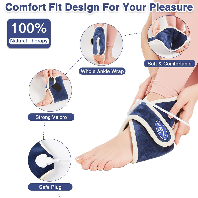 AOBOCO 1 Pack Ankle Heating Pad for Pain Relief - Foot Ankle Wrap for Planters Fasciitis/Achilles Tendinitis - Auto Shut Off & 86℉-158℉ Adjustable Heated Ankle Brace for Men/Women - BeesActive Australia