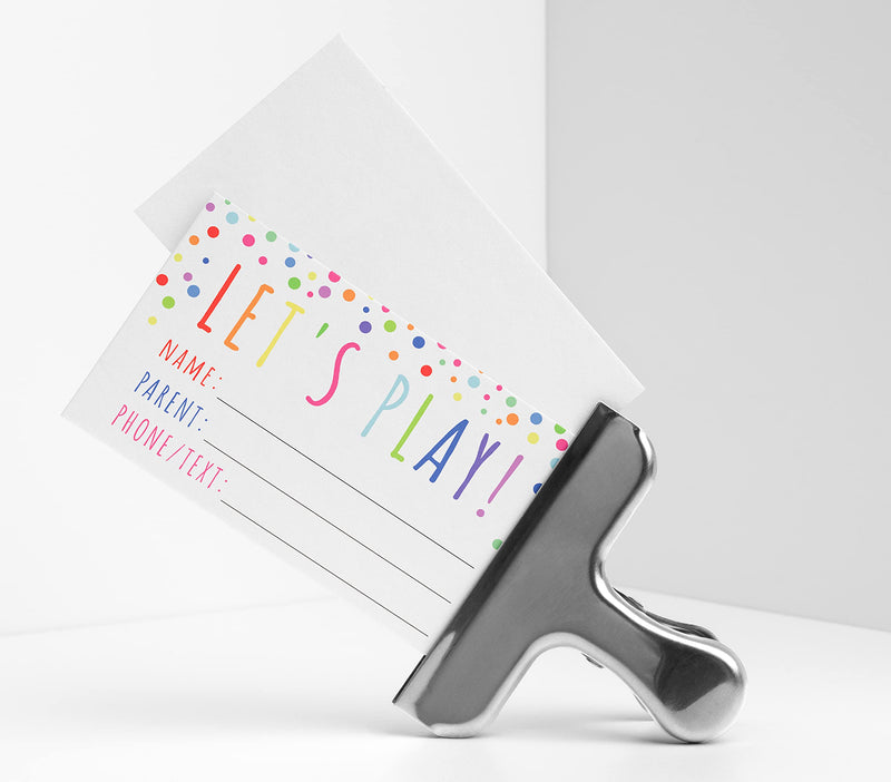 Let's Play Card Play date cards for kids Kids Calling Cards Keep in touch cards Mommy Contact card Pack of 100 - BeesActive Australia