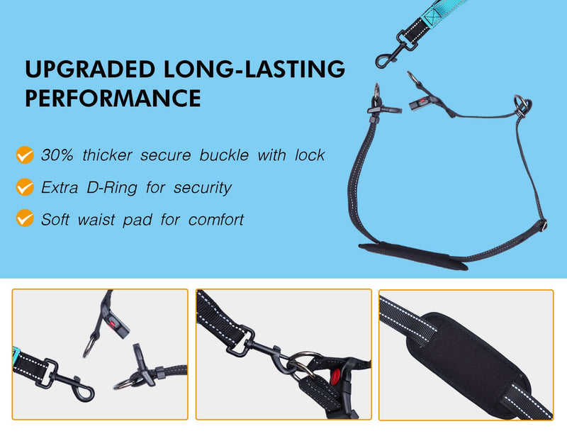 Hands Free Dog Leash, Double Dog Leash, MingXpets Waist Dog Running Leash for Comfortable Walking Jogging Training Hiking, Long Padded No Tangle 360° Swivel Clasp Adjustable Dual Dog Lead Leashes - BeesActive Australia