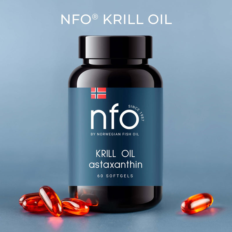 NFO Omega 3 Krill Oil Astaxanthin [60 Capsules] Antarctic Krill Oil with Norwegian Fish Oil and High Strength of EPA & DHA with Phospholipids & Astaxanthin Complex Original Premium Supplement - BeesActive Australia