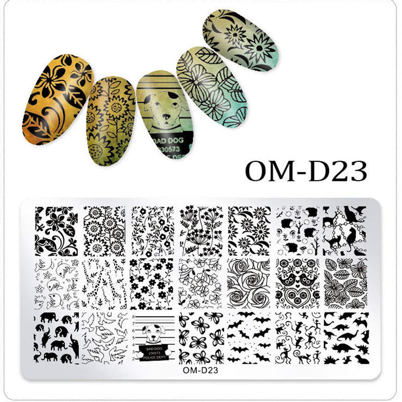 WOKOTO 5Pcs Nail Art Plates Stamping Set Fruit Animal Cat Panda Mandala Image Design Plates Stamping Nail Art Kit - BeesActive Australia