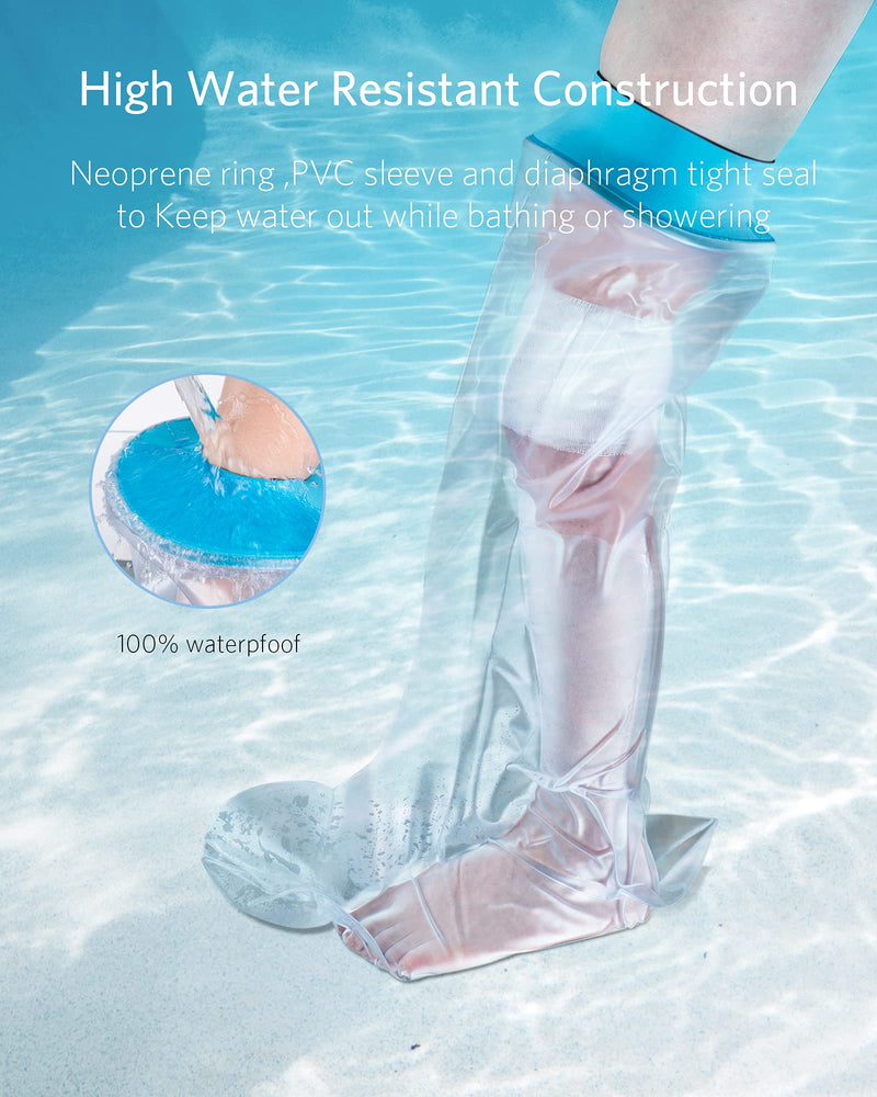 WINVROSE Adult Leg Cast Cover for Shower,Waterproof Cast Bag Bandage Wound Barrier Protector for Shower Bath, Full Leg Watertight Protection Dry Bag for Broken Foot, Ankle, Knee, Toe, Burns Adult Full Leg Cast Cover - BeesActive Australia