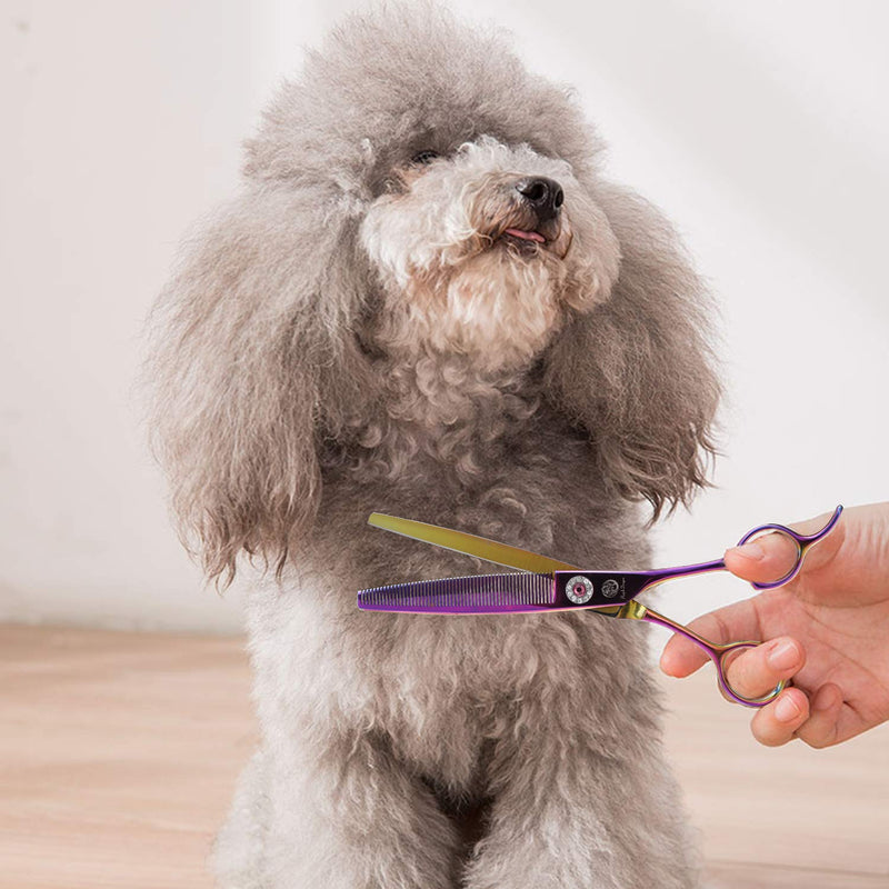 Purple Dragon 6.5" 55 Tooth Professional Pet Grooming Scissors - Dog Thinning/Blending Shears - Animal Hair Trimmer for Pet Groomer Pink - BeesActive Australia