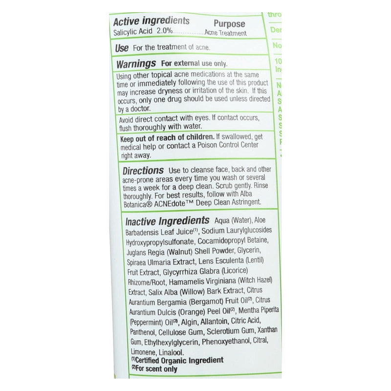Alba Botanica Natural Acnedote Face & Body Scrub, 8 Fl Oz - BeesActive Australia