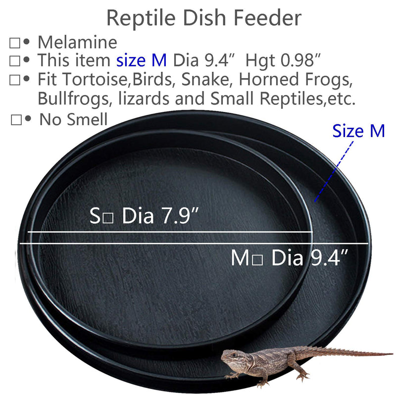 Fuongee Reptile Water Food Dish Bowl Turtle Feeder Tortoise Feeding Dish Container Medium Black - BeesActive Australia
