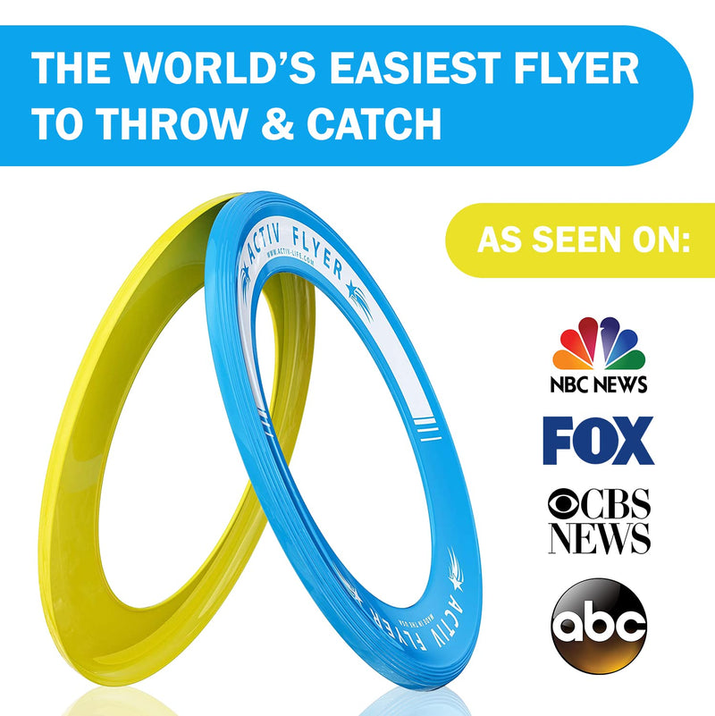 Activ Life Kid's Flying Rings [2 Pack] Fly Straight & Don’t Hurt - 80% Lighter Than Standard Flying Discs - Replace Screen Time with Healthy Family Fun - Get Outside & Play! Made in USA Cyan/Yellow - BeesActive Australia