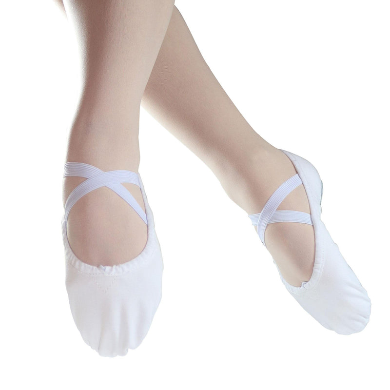 [AUSTRALIA] - Danzcue Ballet Slipper for Girls, Split Sole Canvas Ballet Shoes 1 Big Kid White 