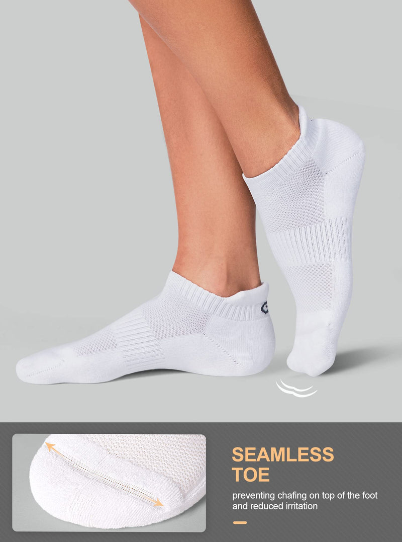 CelerSport Ankle Athletic Running Socks Low Cut Sports Tab Socks for Men and Women (6 Pairs) White Small - BeesActive Australia