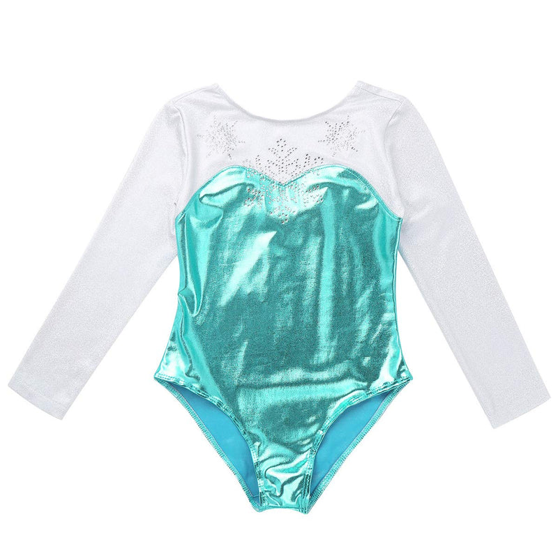 [AUSTRALIA] - ACSUSS Toddler Kids Girls Long Sleeves Ballet Gymnastics Athletic Leotard Shiny Metallic Dance Bodysuit Activewear Lake_blue 6 