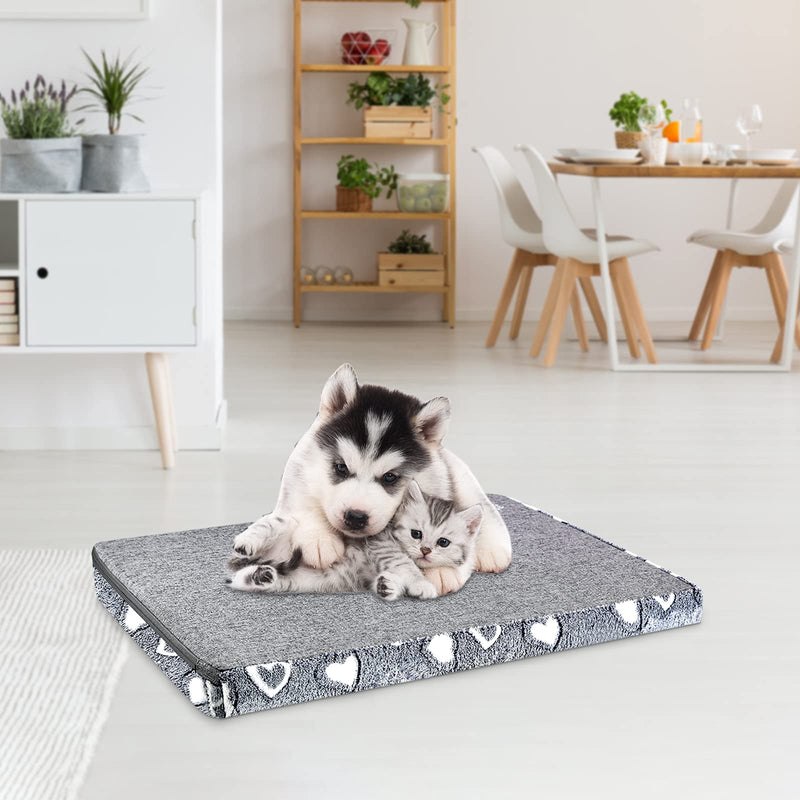 VANKEAN Dog Crate Mat Reversible Cool and Warm, Stylish Dog Bed for Crate with Waterproof Inner Linings and Removable Machine Washable Cover, Firm Support Dog Pad for Small to XX-Large Dogs, Grey S(24 x 18 x 3") - BeesActive Australia
