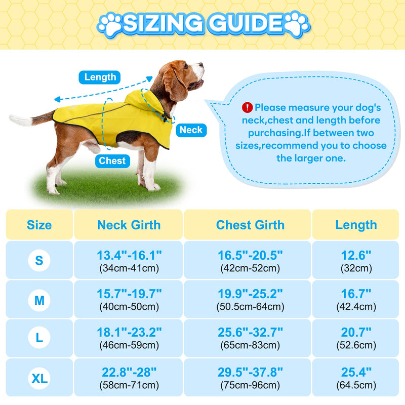 Dog Raincoat,Waterproof Hooded Slicker Poncho,Dog Reflective Safety Dog Rain Jacket,Windproof Snow-Proof Dog Rain Coat,Dog Raincoats for Small,Medium,Large Dogs Yellow Medium - BeesActive Australia