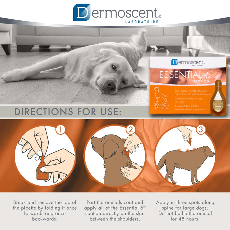 Dermoscent Essential 6 spot-on - Dog Skin Care for Dandruff & Allergy Relief with Vitamin E Oil - Anti Itch for Dogs - Natural Ingredients for Sensitive Skin .32 oz - BeesActive Australia