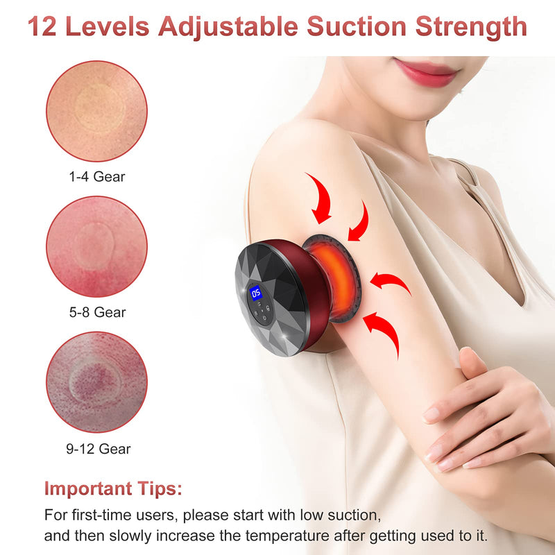 Electric Cupping Set Vacuum Cupping Massager, Topretty Smart Electric Cupping Therapy Set with Red Light Rechargeable Gua Sha Cupping Set Scraping Massage Tool with LCD Screen (12 Gear Adjustable) - BeesActive Australia