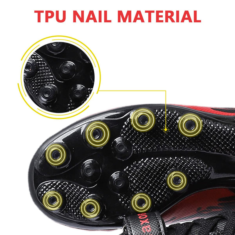 ziitop Kids Soccer Shoes for Boys Girls Youth Football Cleats Outdoor & Indoor Baseball Shoes, Lightweight Breathable Conical Studs, Running & Training for Students (Little Kids/Big Kids) 4 Big Kid Blackred - BeesActive Australia