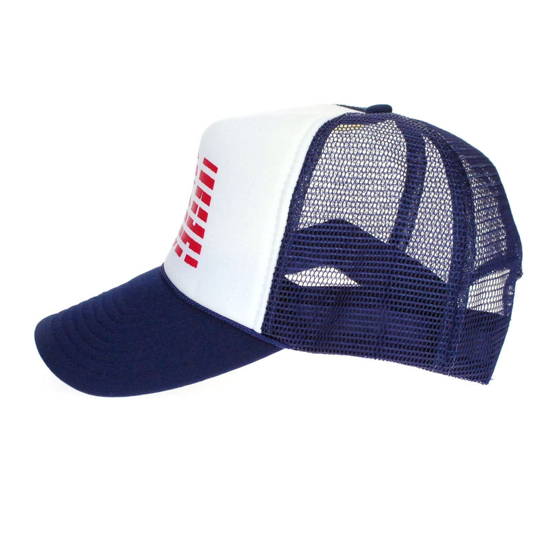 American Flag Patriotic USA Classic 5 Panel Mesh Snap Back Trucker Hat Usa Navy - BeesActive Australia