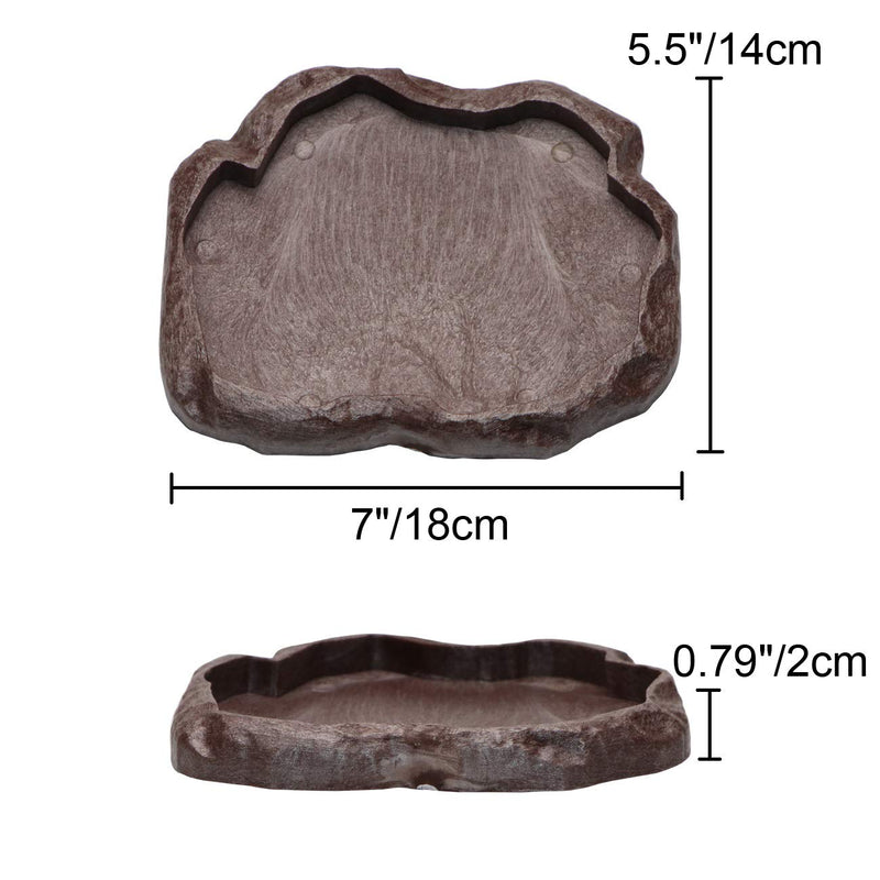 Wontee Reptile Food Water Dish Leopard Gecko Resin Feeder Bowl for Lizard Chameleon Iguana Bearded Dragon Ball Python Hermit Crab Turtle Tortoise Brown - BeesActive Australia