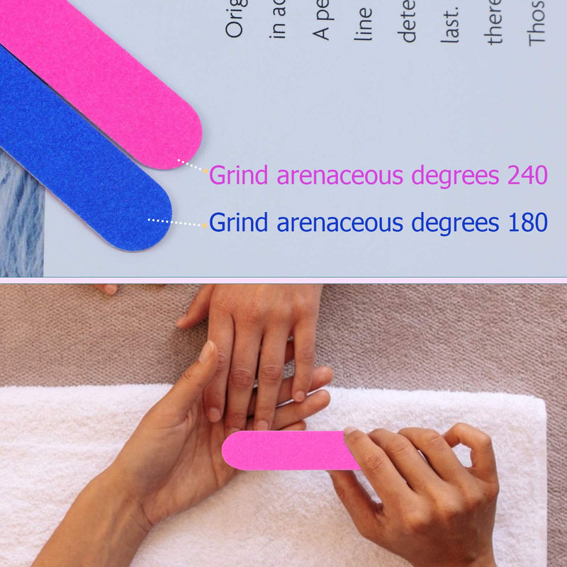 AUEAR, Mini Nail Files Bulk Disposable Double Sided Emery Boards Tools (Blue & Pink, 100 Pack, 2" 0.5") 100 Pack, Pink & Blue 2"*0.5" - BeesActive Australia