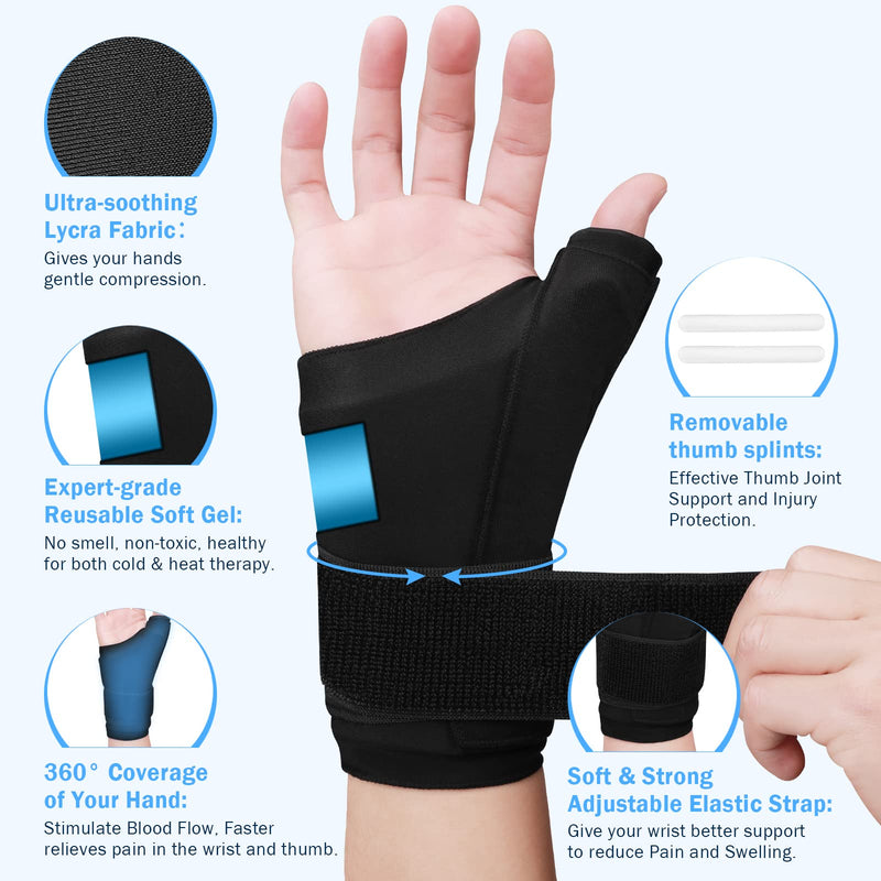 Tolaccea Thumb Brace Wrist Ice Pack for Pain Relief, Thumb Splint for Arthritis Pain and Support, Reusable Soft Gel Cold Pack for Hot & Cold Therapy, for Tendonitis, Joint Sprain - BeesActive Australia