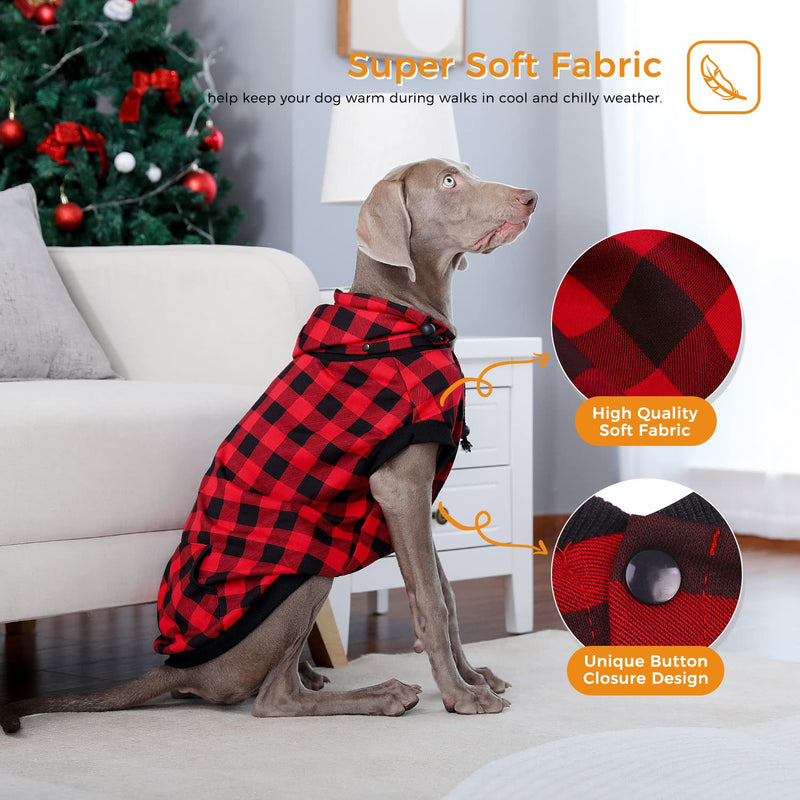 PAWZ Road Dog Coat Plaid Dog Sweater British Style Dog Vest Windproof Dog Jacket Dog Winter Clothes for Small Medium Large Dogs from Size S to 3XLarge XL: (Back Length 21.7" Chest 33.9") Red - BeesActive Australia