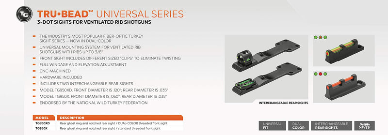 [AUSTRALIA] - TRUGLO TRUBEAD Universal Series 3 Dot Sights for Ventilated Rib Shotguns Rear Ghost Ring and Notched Rear Sight/DUAL-COLOR Threaded Front Sight 