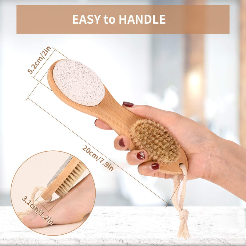 KALESUKI Foot File Callus Remover, Multi-purpose 4 in 1 Feet Pedicure Scrubber Exfoliator Tools with Foot Care Bristle Brush, Pumice Stone, Mental Foot Rasp, Sand Paper and Bamboo Handle - BeesActive Australia