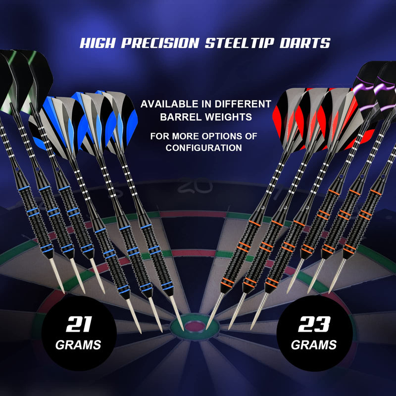 Formula Sports Steel Tip Dart Set,12Pcs Professional Barrels with 18 Aluminium Shafts, 21 Flights, 20 O-rings Adaptor.Beer Mug Sharpener, Toolkit, Flight Protector, Checkout Table Card, Gift Darts Box - BeesActive Australia