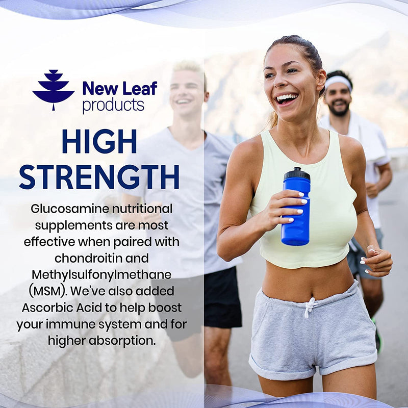 Glucosamine and Chondroitin High Strength - with MSM Extra Absorbency Enriched with Vitamin C, Glucosamine Sulphate Chondroitin Sulphate Gluten-Free, GMP, 365 Food Supplement Tablets 365 Count (Pack of 1) - BeesActive Australia