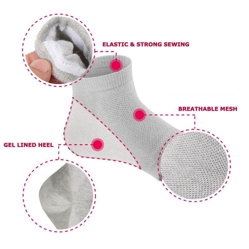 Runee Moisturizing Gel Heel Socks Open Toe For Dry, Hard, Rough, And Cracked Skin - Treatment Care For Softer Heel, 3 Pair - BeesActive Australia