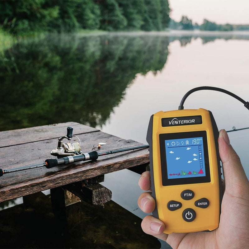 Venterior Portable Fish Finder Handheld Fishfinder Depth Finder Kayak Fishing Gear with Sonar Transducer, LCD Display and Storage Case - BeesActive Australia