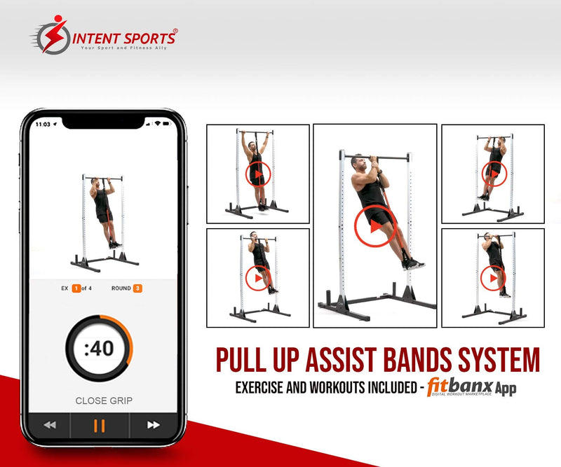 INTENT SPORTS Pull Up Assist Bands - Assistance and Resistance Bands for Pull-Up, Fitness, Body Stretching, Mobility Work, Weightlifting, Powerlifting, Heavy Duty, Exercise Videos, eBook (Patented) #1 Band - BeesActive Australia