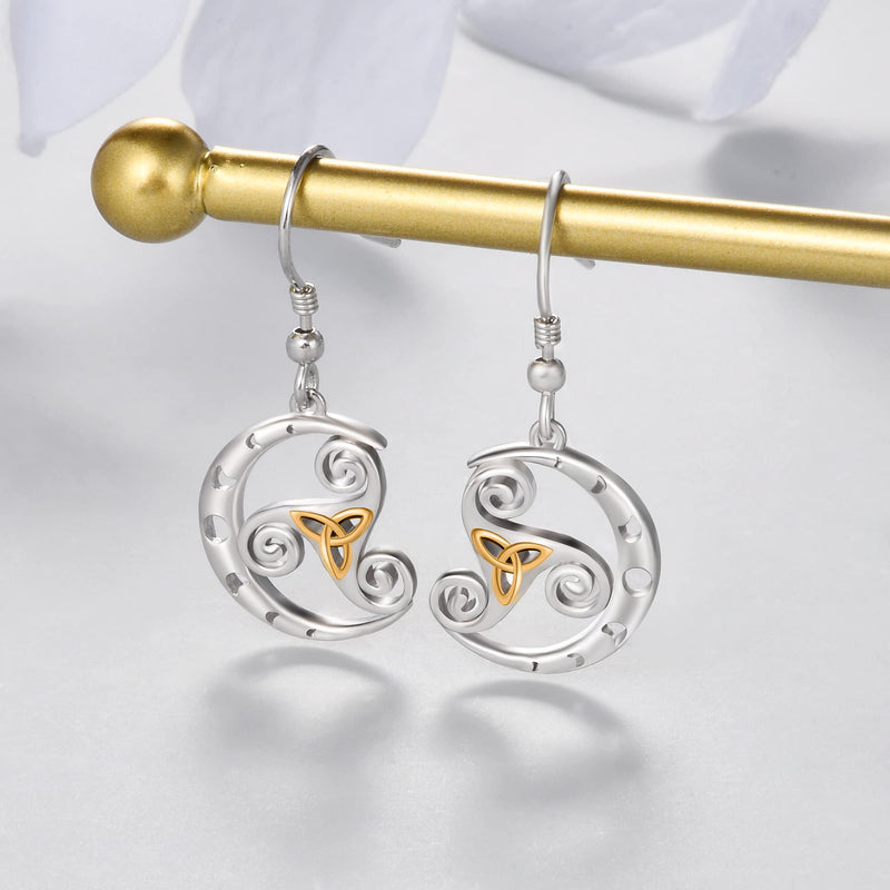 LINGBG JEWELRY Moon Earrings 925 Sterling Silver Moon Star Sun Earring Tree of Life Earrings Bat Earrings Peace Sign Earrings Half Moon Earrings for Women Jewelry Gifts for Girls 2# Trisceli Earrings - BeesActive Australia