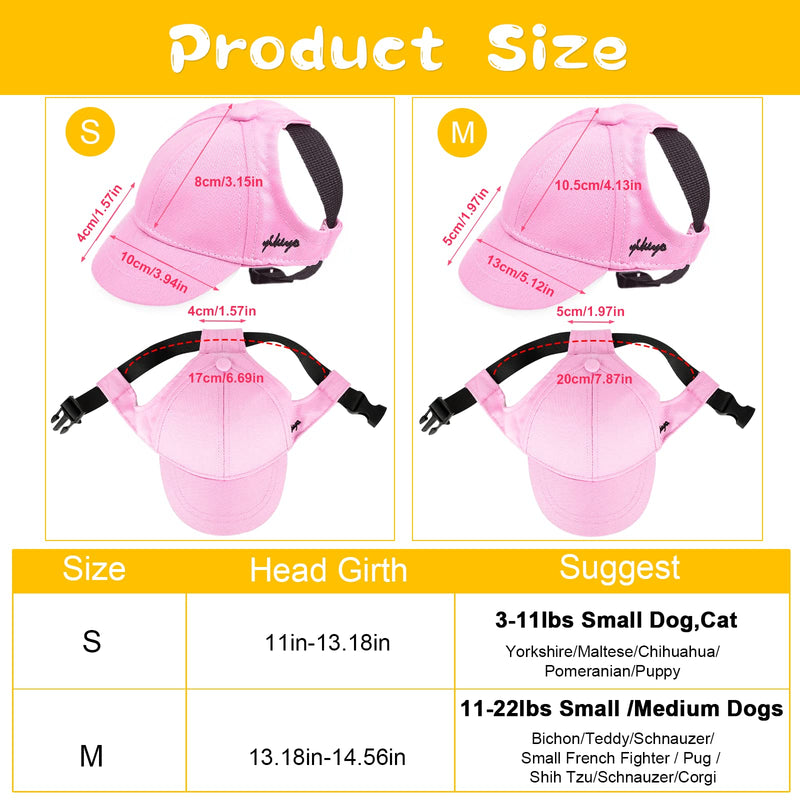 Yikeyo Dog Hat for Small Dogs Dog Sun Hats with Ear Holes, Pet Puppy Baseball Cap for Summer Dog Visor Caps Pink - BeesActive Australia