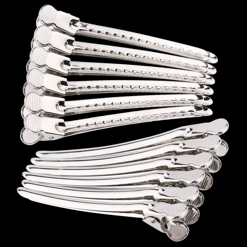Crocodile Clips Hair, Metal Silver Styling Hair Clips, with Holes Professional for Salon and Women Duckbill Sectioning Hair Clip - BeesActive Australia
