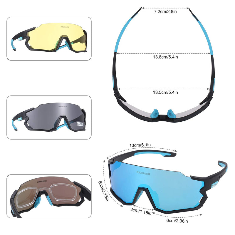 Polarized Cycling Sunglasses Polarized Sports Sunglasses with 3 Interchangeable Lenes for Men Women Cycling Running Driving Fishing Golf Baseball Glasses. Black Blue - BeesActive Australia