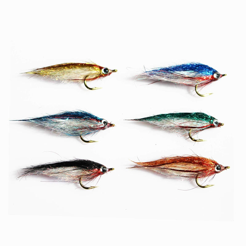Tigofly 12 pcs Wounded Minnow Fly Ice Dub UV Polar Fry Slowly Sinking Salmon Trout Steelhead Fly Fishing Flies Lures Set-Size 8 - BeesActive Australia