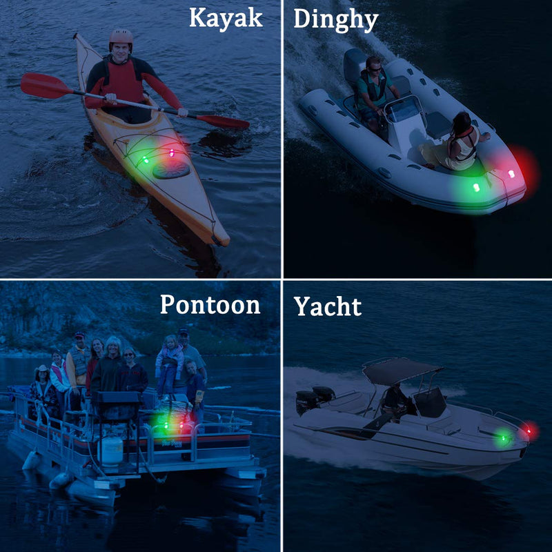 [AUSTRALIA] - Botepon 2Pcs Boat Kayak Battery Navigation Lights Safety Lights Boat Bow Lights Stern Lights Bike Lights Pet Lights Night Running Lights with 3 Modes Green 