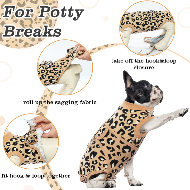 FUAMEY Dog Recovery Suit,Pet Body Suits After Surgery,Lepard Printed Spay Suit for Female Dog,Male Dogs Surgical Neuter Suit,Dog Onesie Alternative to Cone E-Collar,Pet Abdominal Anti Licking Shirt M(Chest:19-23in) brown - BeesActive Australia