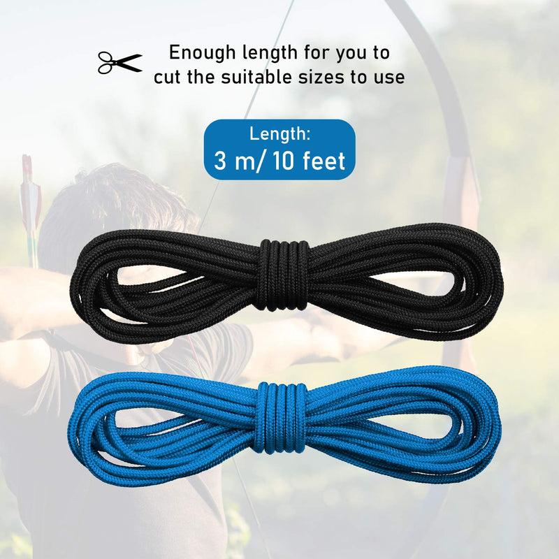 2 Pieces Archery D Loop Rope 10 Feet Archery Bowstring Serving Thread D Loop Rope Release Material Nocking D Loop Rope String Black and Blue - BeesActive Australia