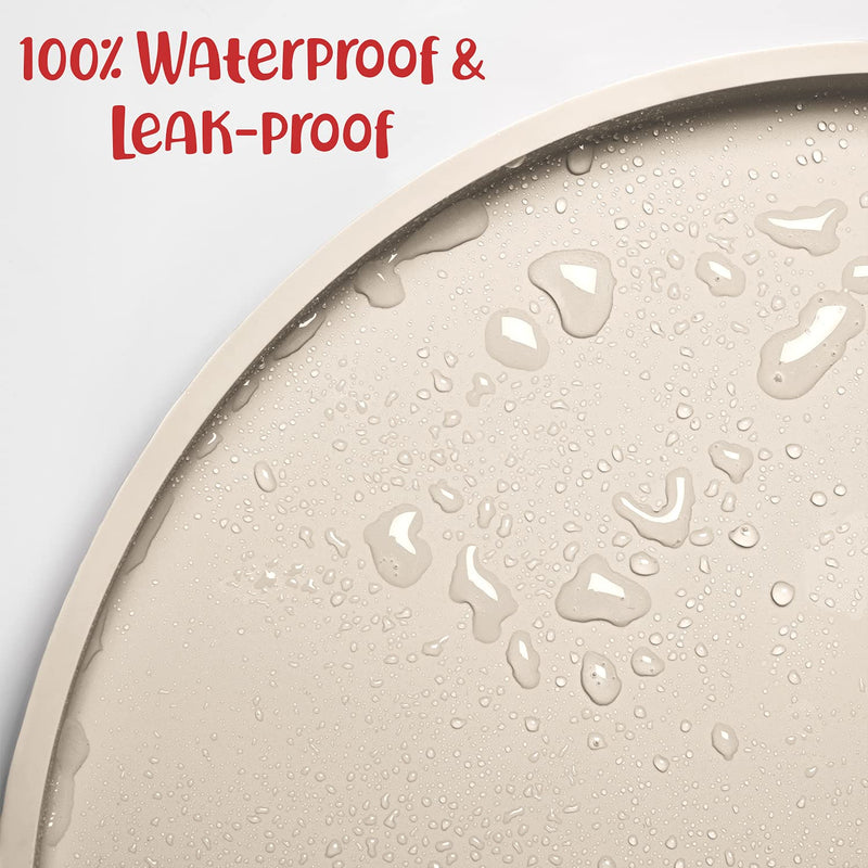 DogBuddy Dog Food Mat - Waterproof Dog Bowl Mat, Silicone Dog Mat for Food and Water, Pet Food Mat with Edges, Nonslip Dog Feeding Mat, Dog Food Mats for Floors – Puppy Supplies 19x11 Inch (Pack of 1) White Sand - BeesActive Australia