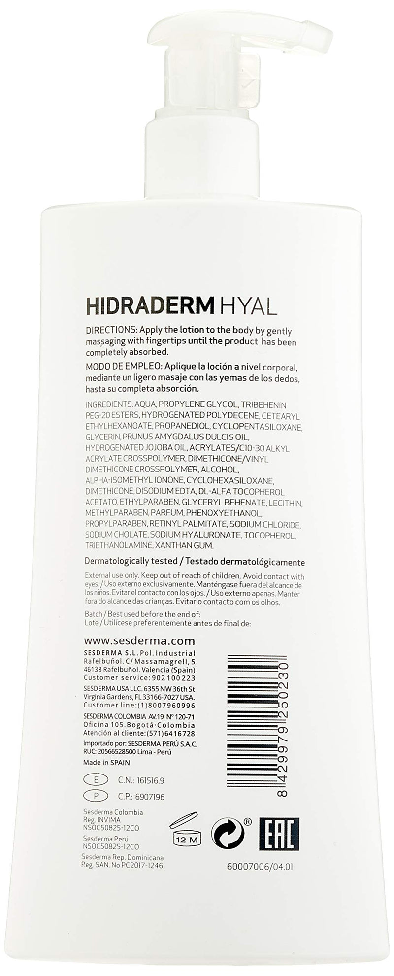 Sesderma Hidraderm Hyal Body Lotion, 13.5 Fl Oz - BeesActive Australia