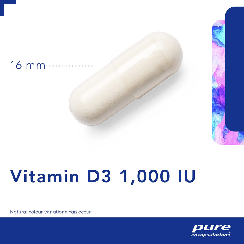 Pure Encapsulations - Vitamin D3 1,000 IU - Hypoallergenic Pure Vitamin D Supplement - Immune System, Bone and Muscle Function Support - 120 Capsules - BeesActive Australia