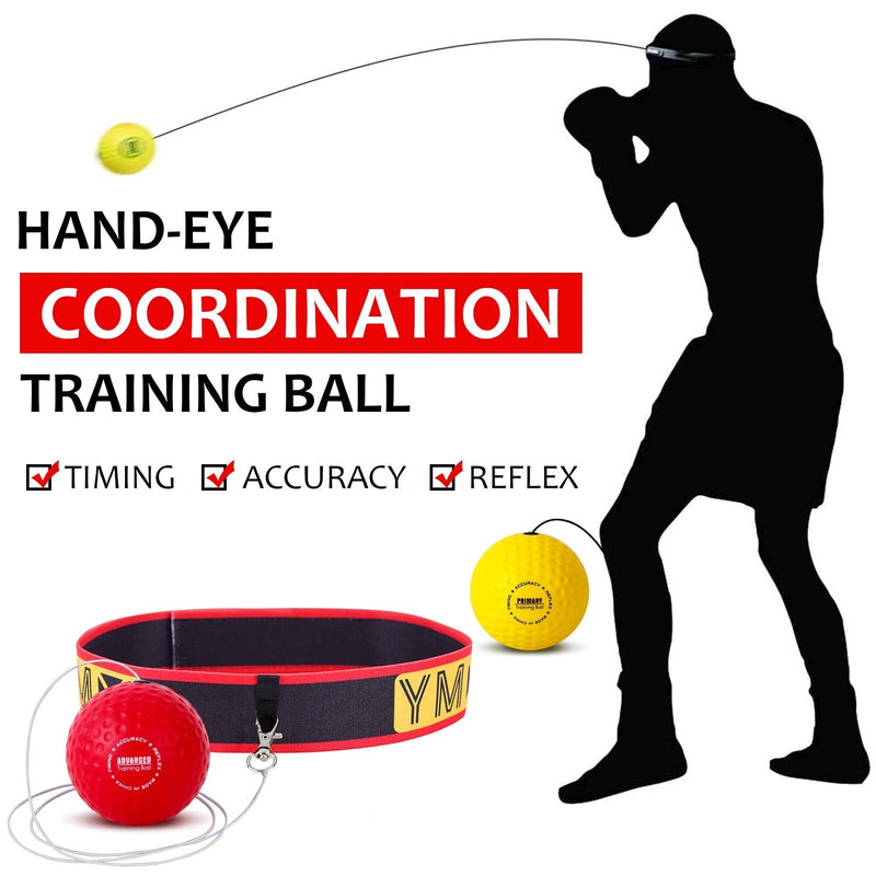 YMX Boxing Training Reflex Ball - Adjustable Elastic Head Band, Light Weight Soft Foam Balls - Improve Hand to Eye Coordination, Reaction Speed, Focus, Accuracy - Cardio Sports Exercise Equipment Yellow/Black - BeesActive Australia
