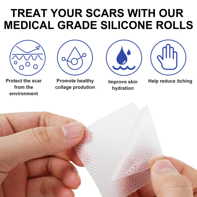 Silicone Scar Sheets, Medical Grade Soft Transparent Silicone Scar Tape Roll (3 Meters), Reusable Scar Silicone Strips, Professional Scar Removal Sheets for C-Section, Surgery, Burn, Keloid, Acne et Blue 3M - BeesActive Australia