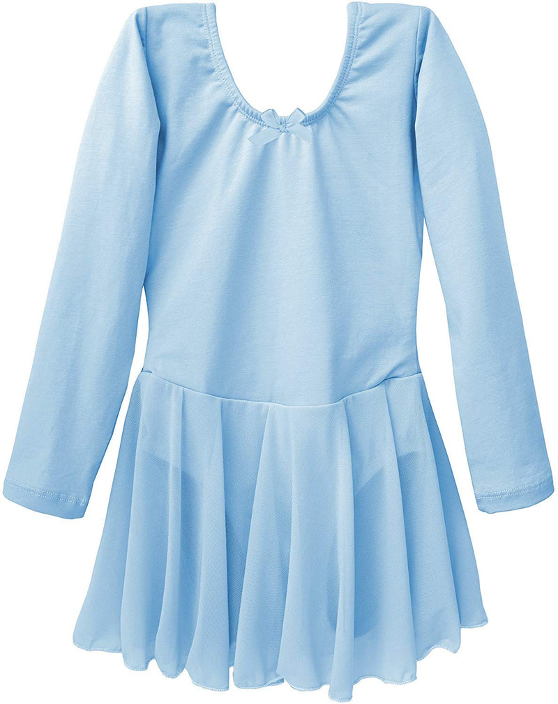 [AUSTRALIA] - Dancina Girls Skirted Leotard Ballet Dance Dress Long Sleeve Cotton Front Lined 8 Light Blue 