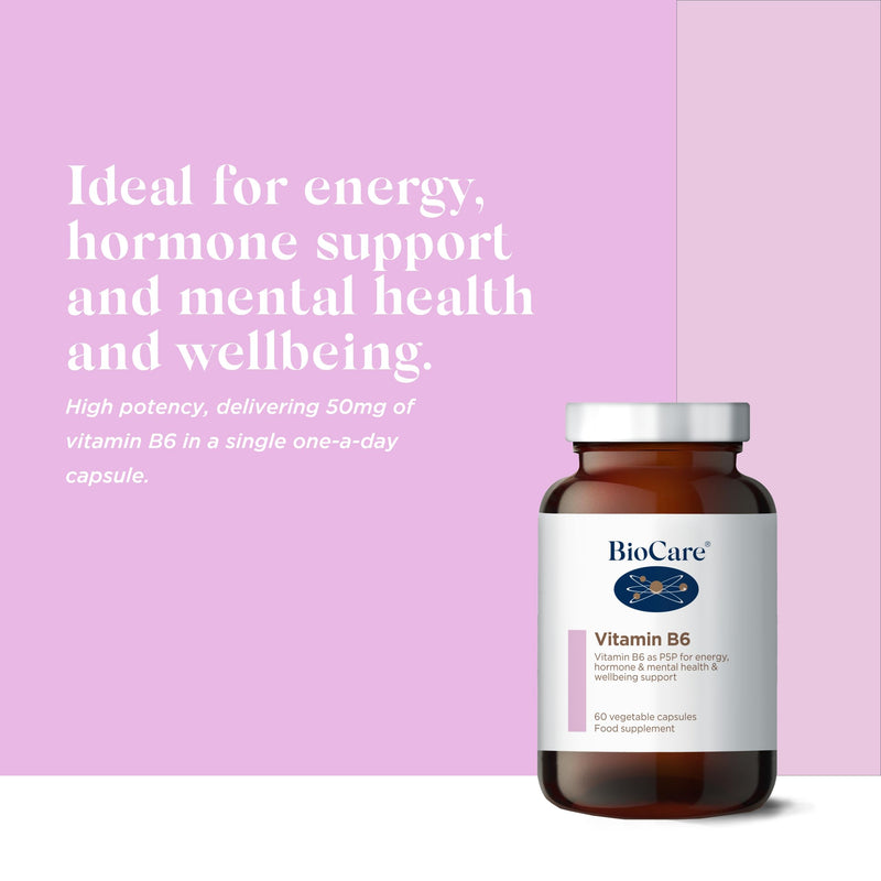 BioCare Vitamin B6 | for Energy, Hormone & Mental Health & Wellbeing Support - Pack of 60 Capsules - BeesActive Australia