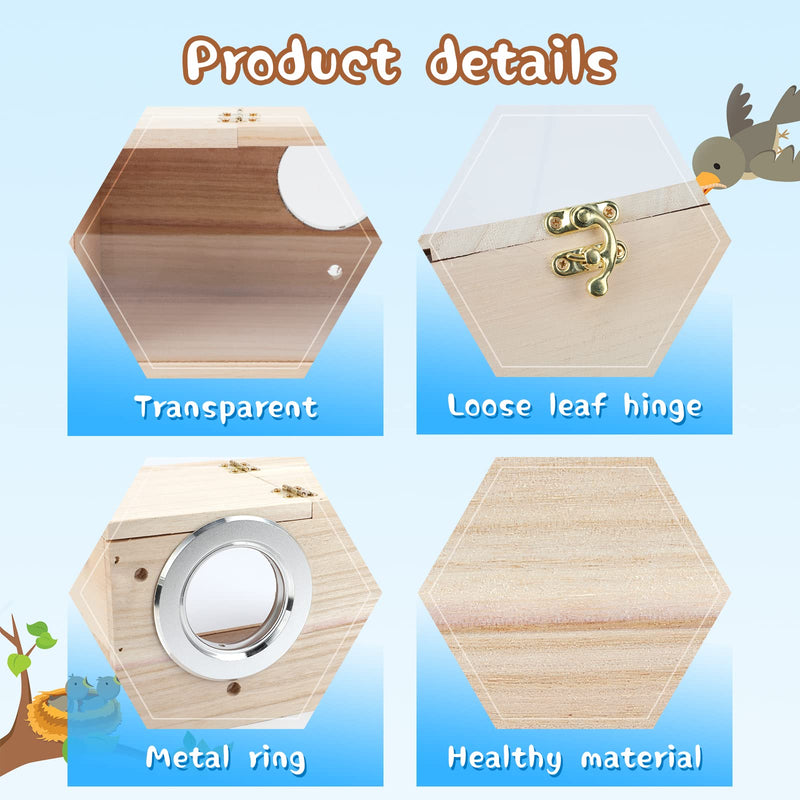 GINDOOR Parakeet Nesting Box Transparent Bird House for Cage Natural Wood Breeding Box for Parrot Parakeet Cockatiel Lovebirds Budgie Conure and Other Small Birds - BeesActive Australia