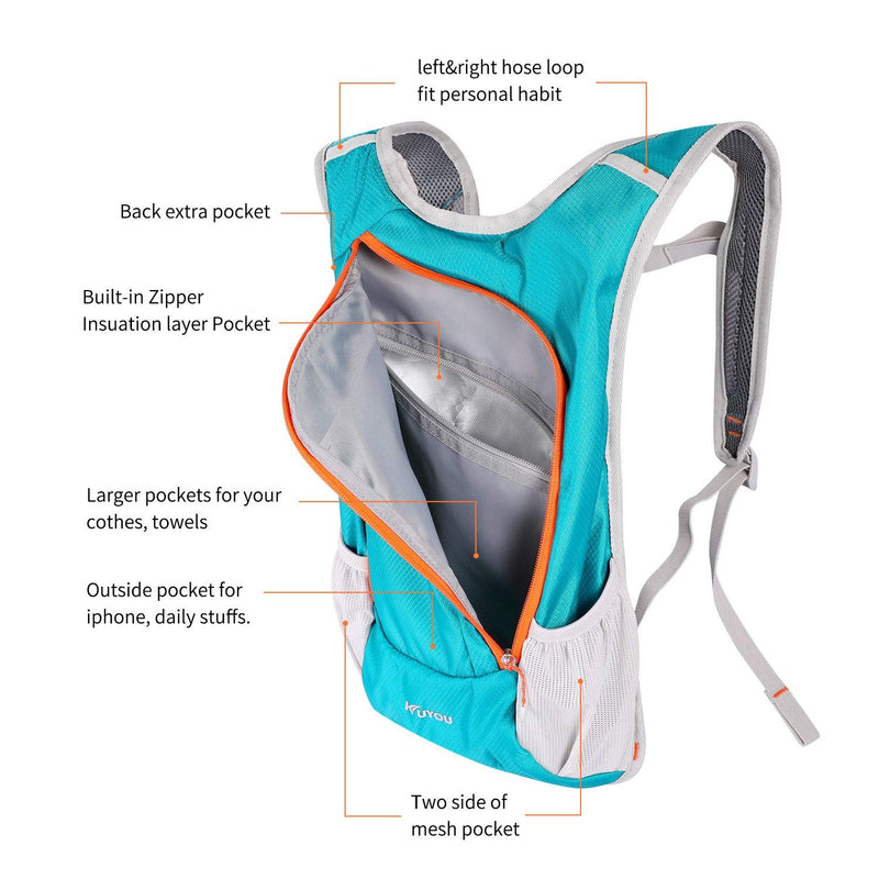 Hydration Pack,Hydration Backpack with 2L Hydration Bladder Lightweight Insulation Water Pack for Running Hiking Riding Camping Cycling Climbing Fits Men & Women Green - BeesActive Australia