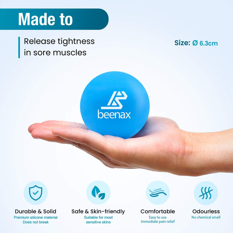 Beenax Lacrosse & Spiky Massage Ball Set - Perfect for Trigger Point Therapy, Myofascial Release, Plantar Fasciitis, Deep Tissue and Muscle Relief - Designed to Relieve Stress and Relax Tight Muscle Blue - BeesActive Australia